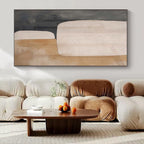 Gray, Beige, and White Shapes "Soft Structure" Abstract Geometric Painting On Canvas PS1047