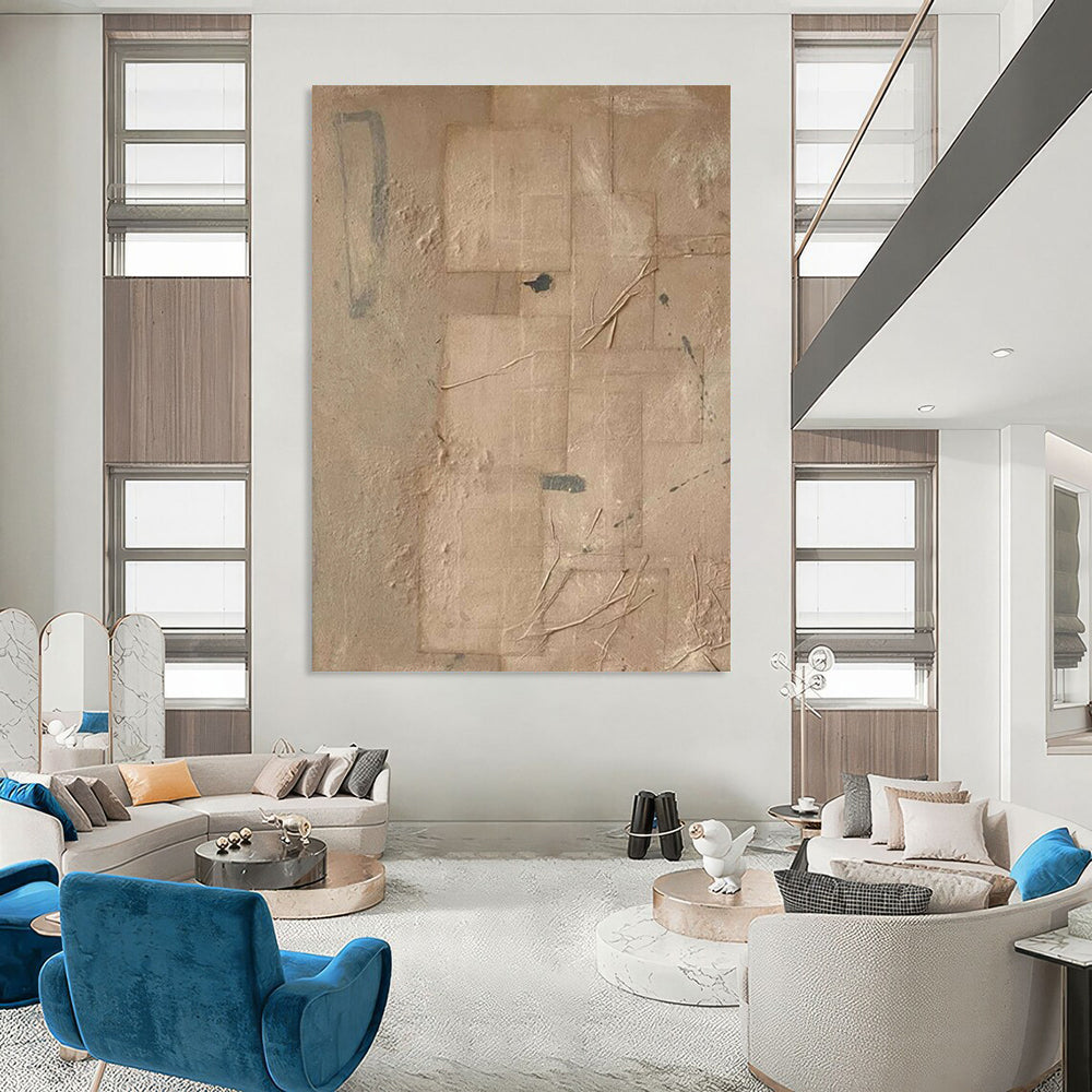 “Neutral Collage Abstract” - Mixed - Media Abstract Painting On Canvas DS336