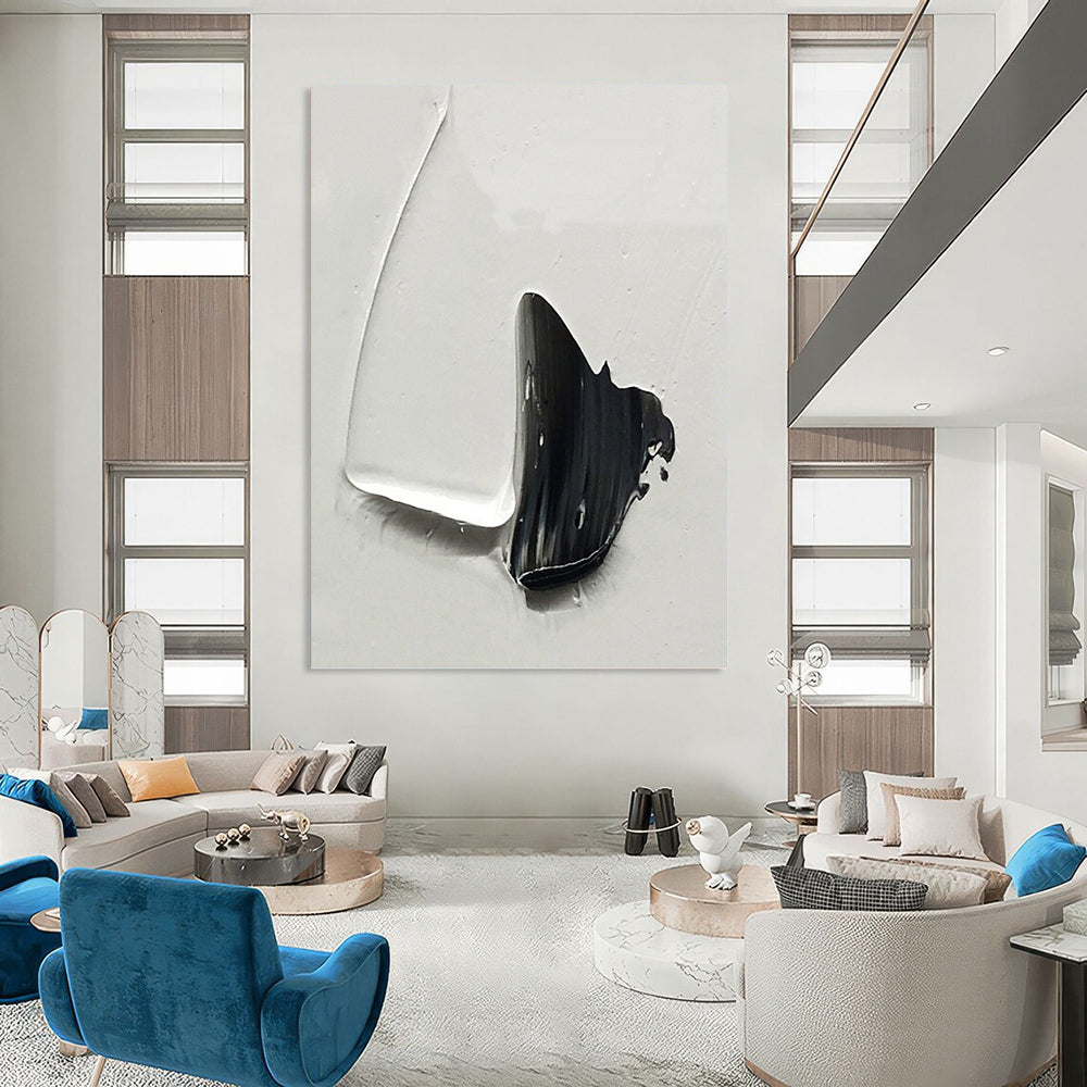 “Contrasting Black and White” - Abstract, Graphic - Styled Painting On Canvas PT1671