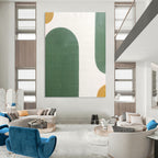 “Green - Gold Arch Textures” - Minimalist Abstract Painting On Canvas PT1170