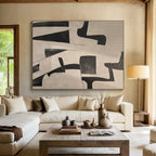 Black and White Geometric Abstract Painting On Canvas DKS085