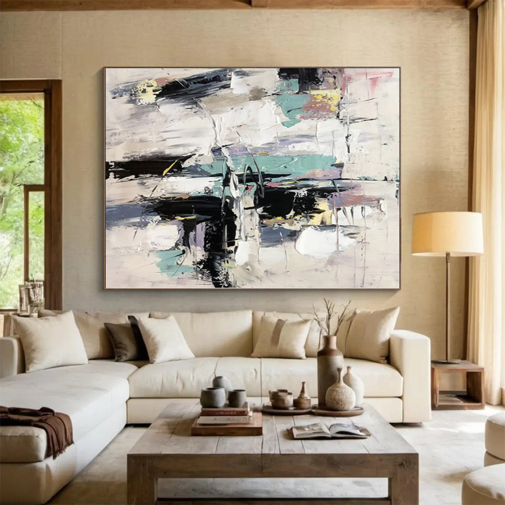 “Pastel - Toned Abstract Urban Layers” - Soft Abstract Painting On Canvas PS0319