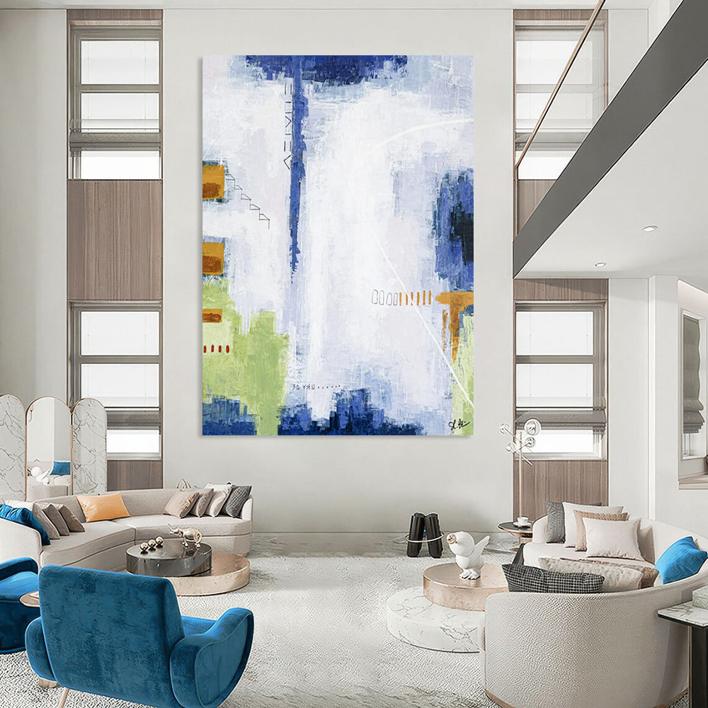 “Muted Tones Abstract Cityscape” - Abstract Urban Reflection Painting On Canvas PT2391