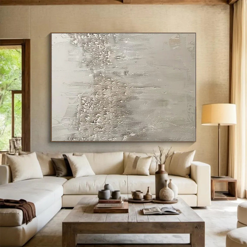 Gray Textured Minimalist "Concrete Silence" Painting On Canvas PS0856
