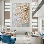 “Textured Pink - White Floral Impasto” - Oil Painting On Canvas PT2073