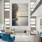 “Realistic Light - Filled Riverbank” - Impressionist Landscape Painting On Canvas PT1875