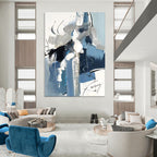 “Blue - Gray Abstract Brushstroke Art” - Abstract Painting On Canvas PT2082