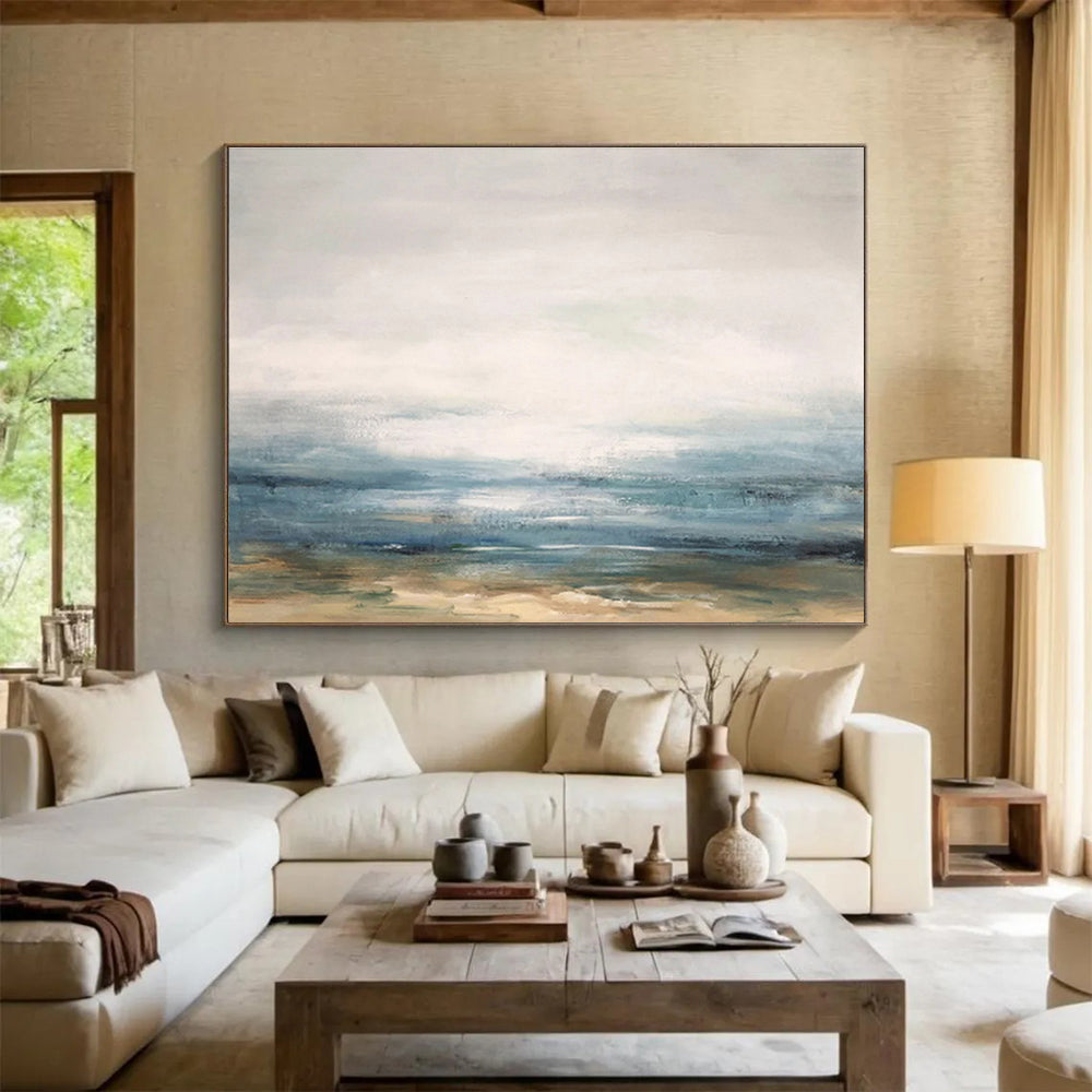 Soft Ocean Hues Seascape Painting On Canvas DKS174