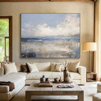 Muted Blue Seaside - Calming Seascape Painting On Canvas DKS337