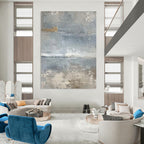 “Gray and Beige Abstract Seascape” - Abstract Textured Painting On Canvas PT2354