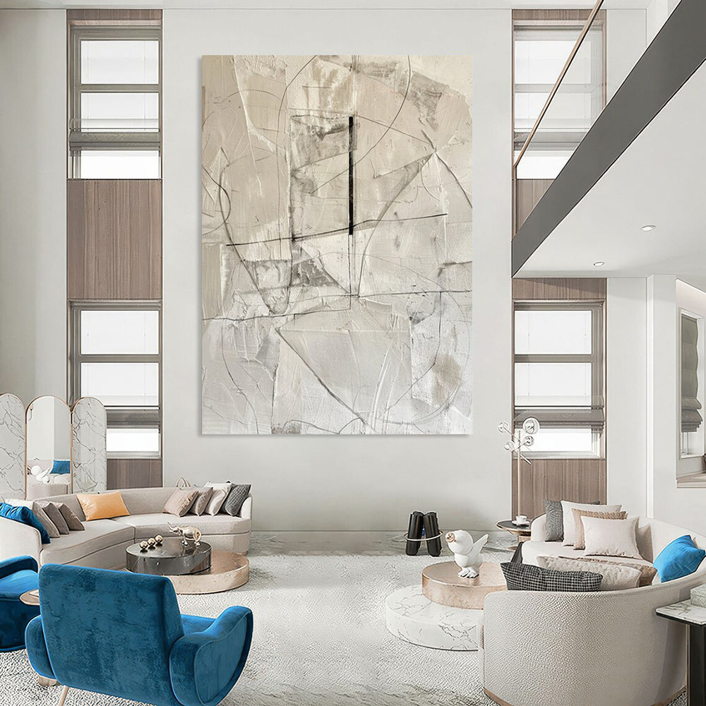 “Gray - Black Geometric Abstract” - Minimalist Abstract Painting On Canvas DS001