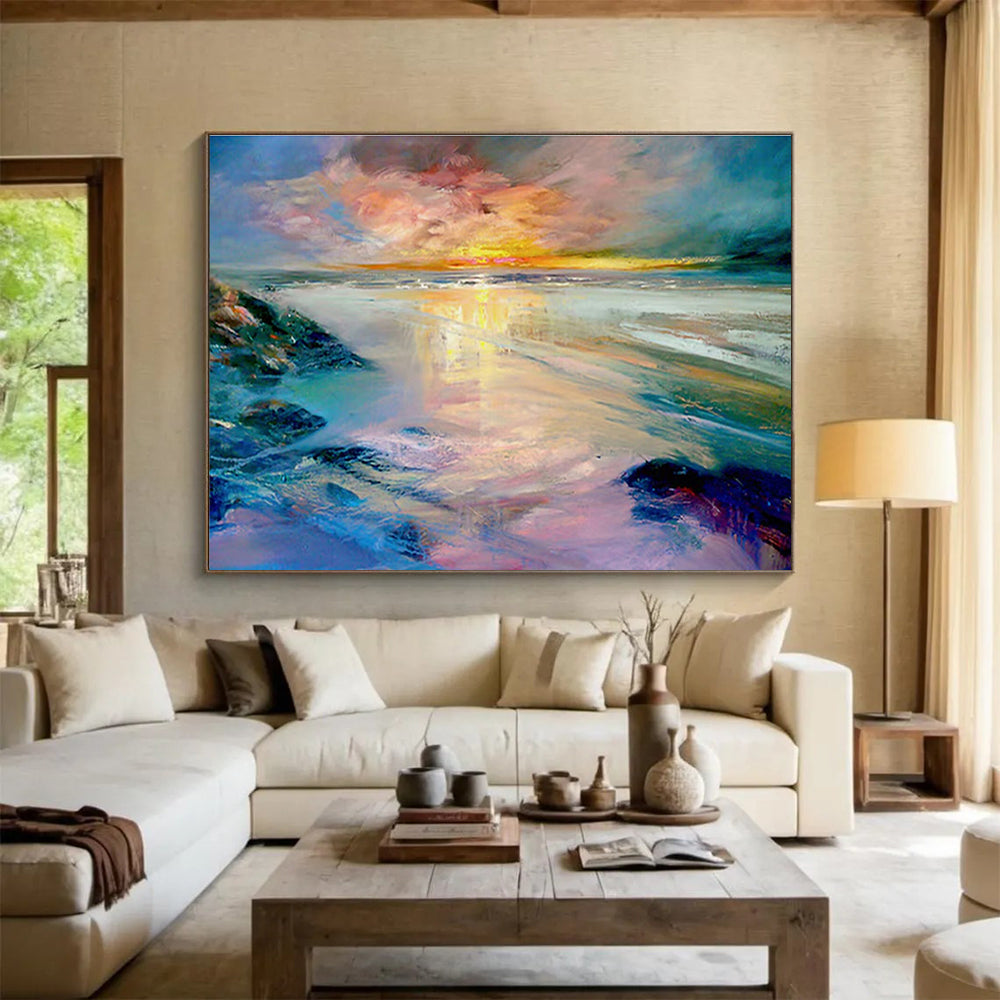 “Vibrant Sunset Beach” Landscape Painting DKS213