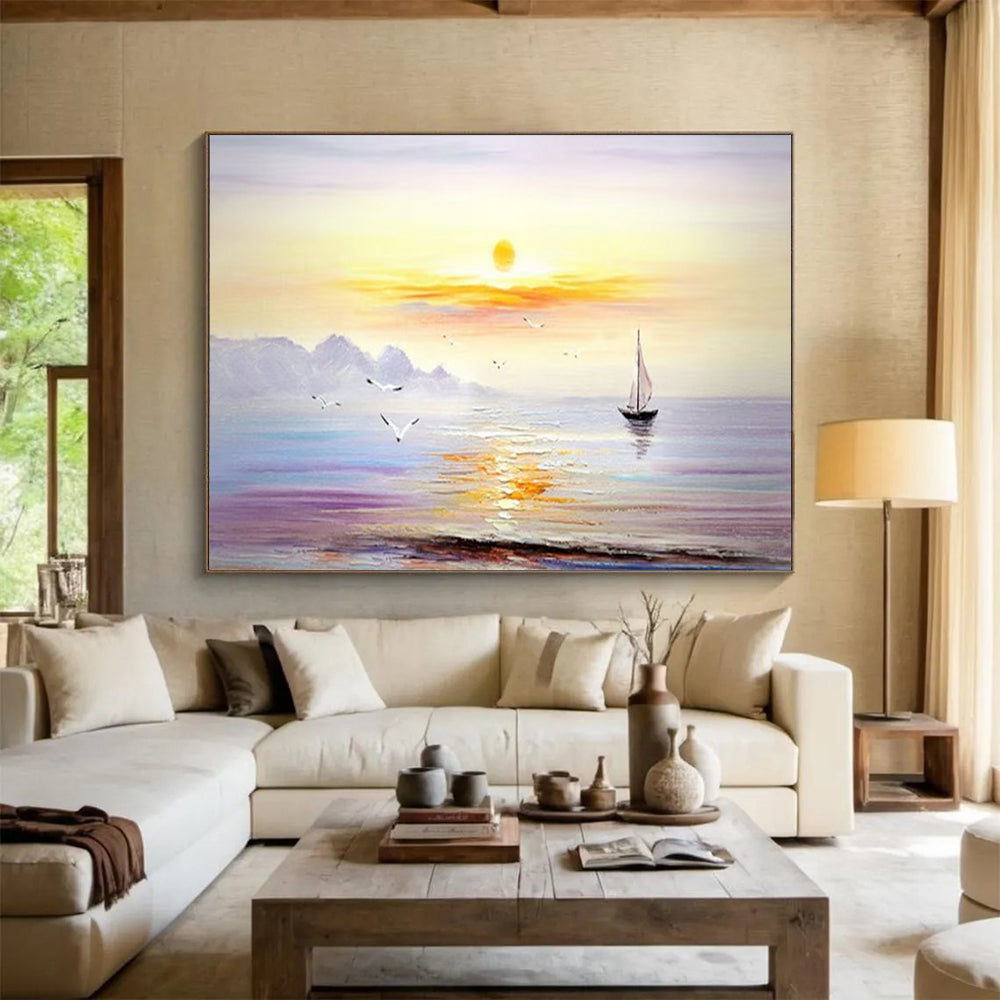 “Sunset Sail” - Coastal Landscape Painting On Canvas PT181