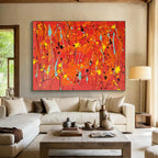 “Red - Yellow - Blue Drizzle” - Abstract Expressionist - Painting On Canvas PT1725