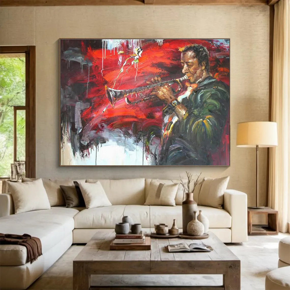 “Jazz Musician Portrait” - Expressive Portrait Painting, Great for Music Room & Urban Loft DKS636