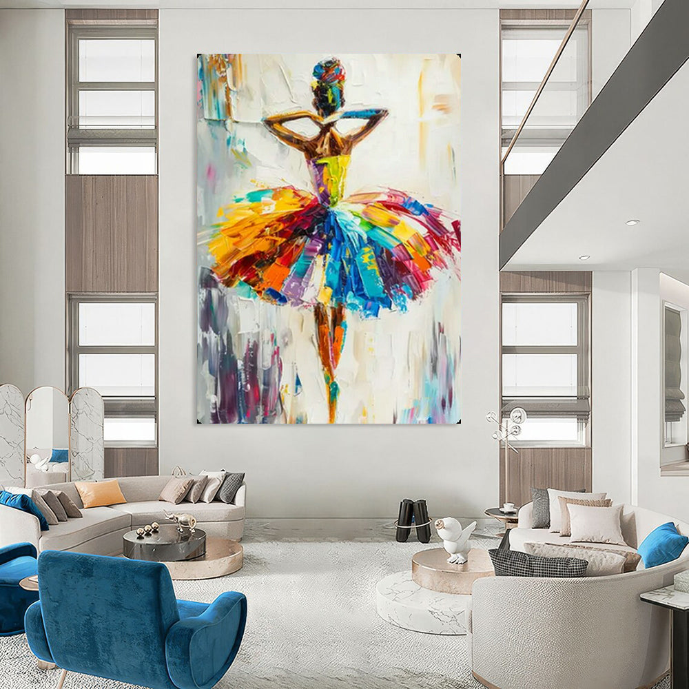 Colorful Ballerina, Impasto Figurative, Renoir - Inspired, Painting On Canvas PT2118
