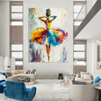 Colorful Ballerina, Impasto Figurative, Renoir - Inspired, Painting On Canvas PT2118