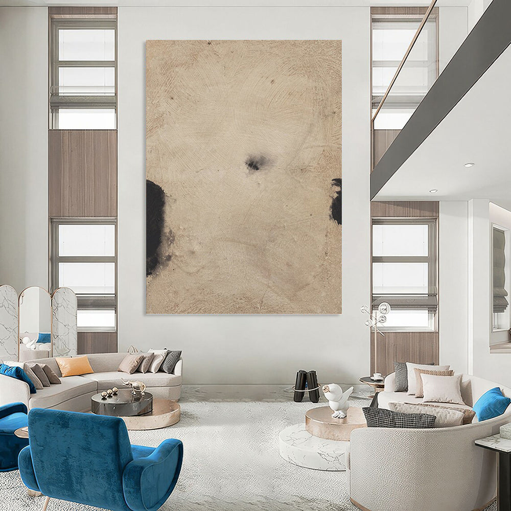 “Ethereal Beige Abstract with Black Accents” - Abstract - Inspired Minimalist Painting On Canvas PT1421