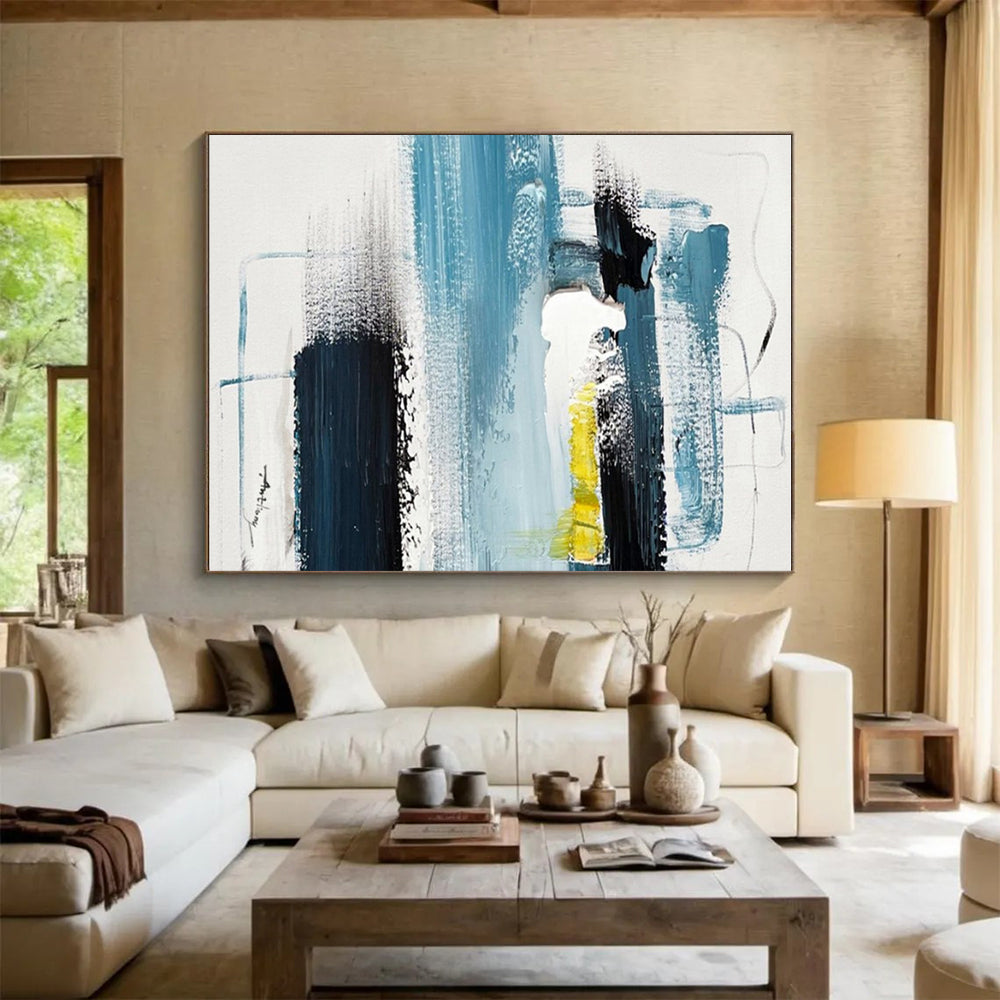 Blue - Yellow Concerto - Mainly Blue, Black, and Yellow - Abstract Expressionism PS0778