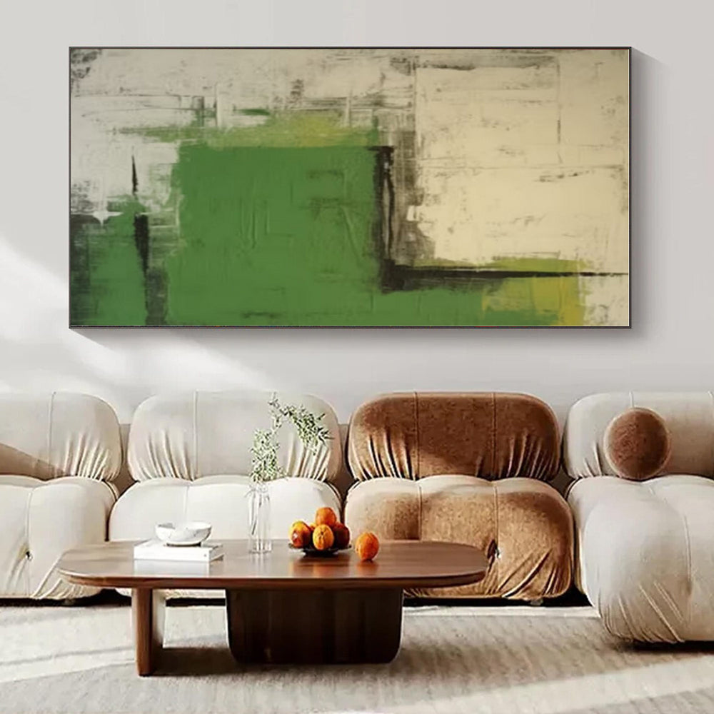 Green, Gray, Beige with Abstract Forms "Nature's Abstraction" Abstract Painting On Canvas PS1297