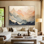 “Pastel Peaks & Layered Mountains” - Abstract Landscape - Painting On Canvas PT1696
