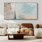 Soft Blue and Beige "Coastal Haze" Atmospheric Abstract Painting On Canvas PS1102