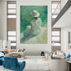 Seaside Lady in White Textured Painting On Canvas DS088