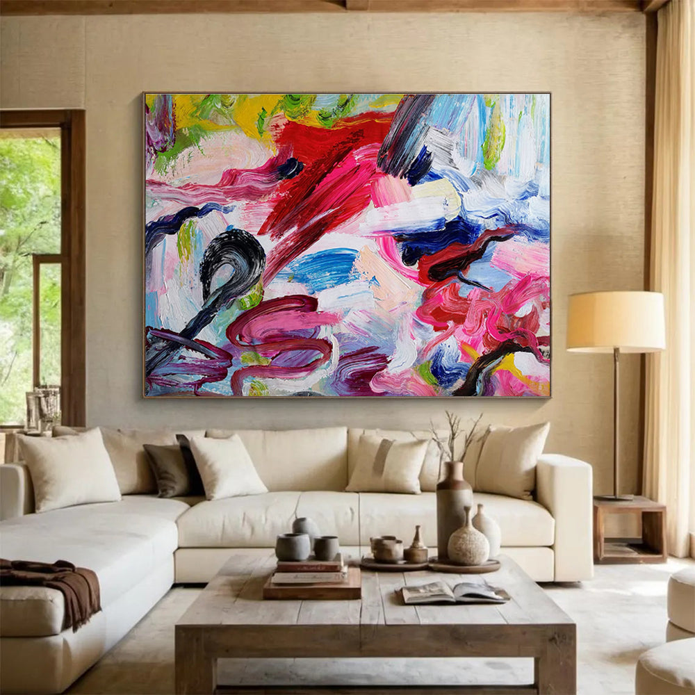 “Vibrant Color Chaos” Abstract Painting On Canvas DKS297