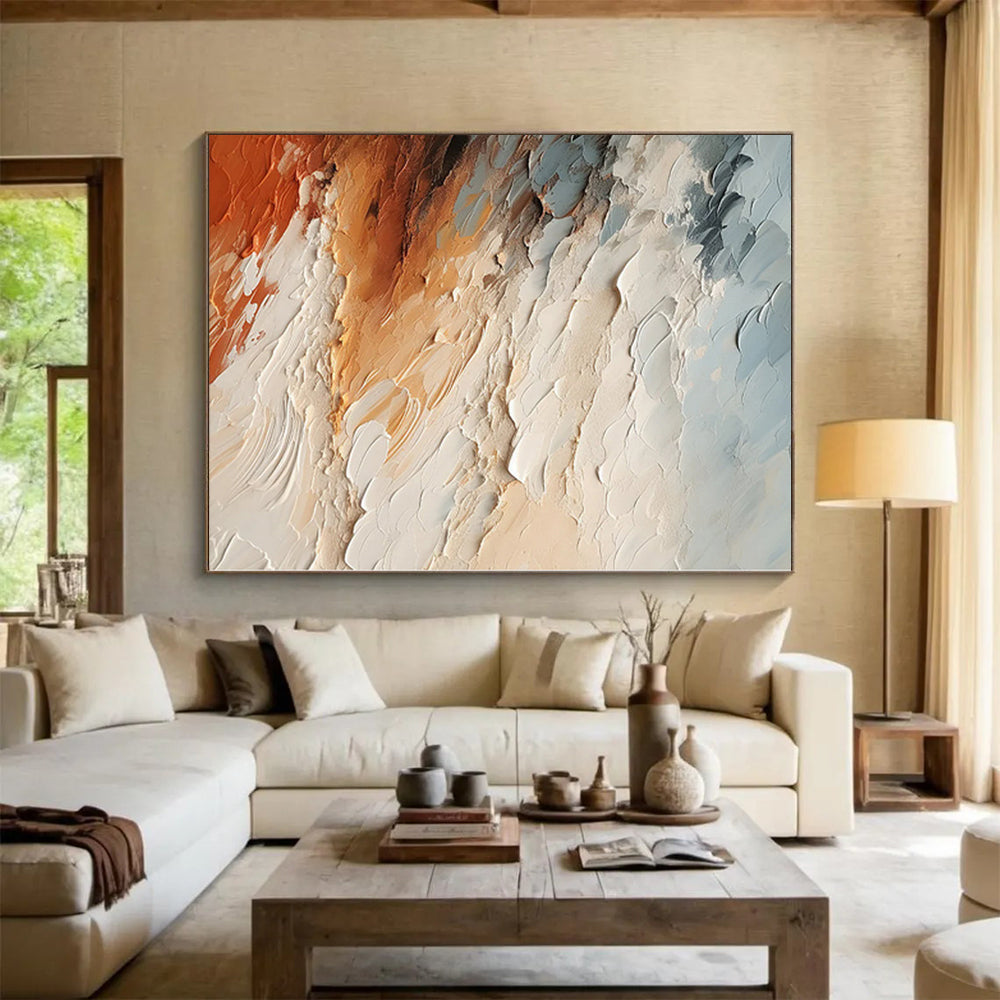 “Layered Earth Tones Abstract” - Landscape Abstract Painting On Canvas PS0080