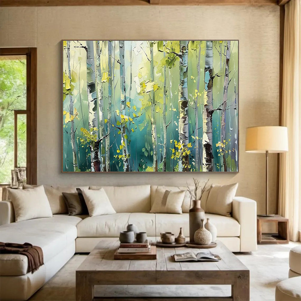Aspen Glow - Forest Oil Painting, Fit for Reading Nook & Yoga Studio DKS670