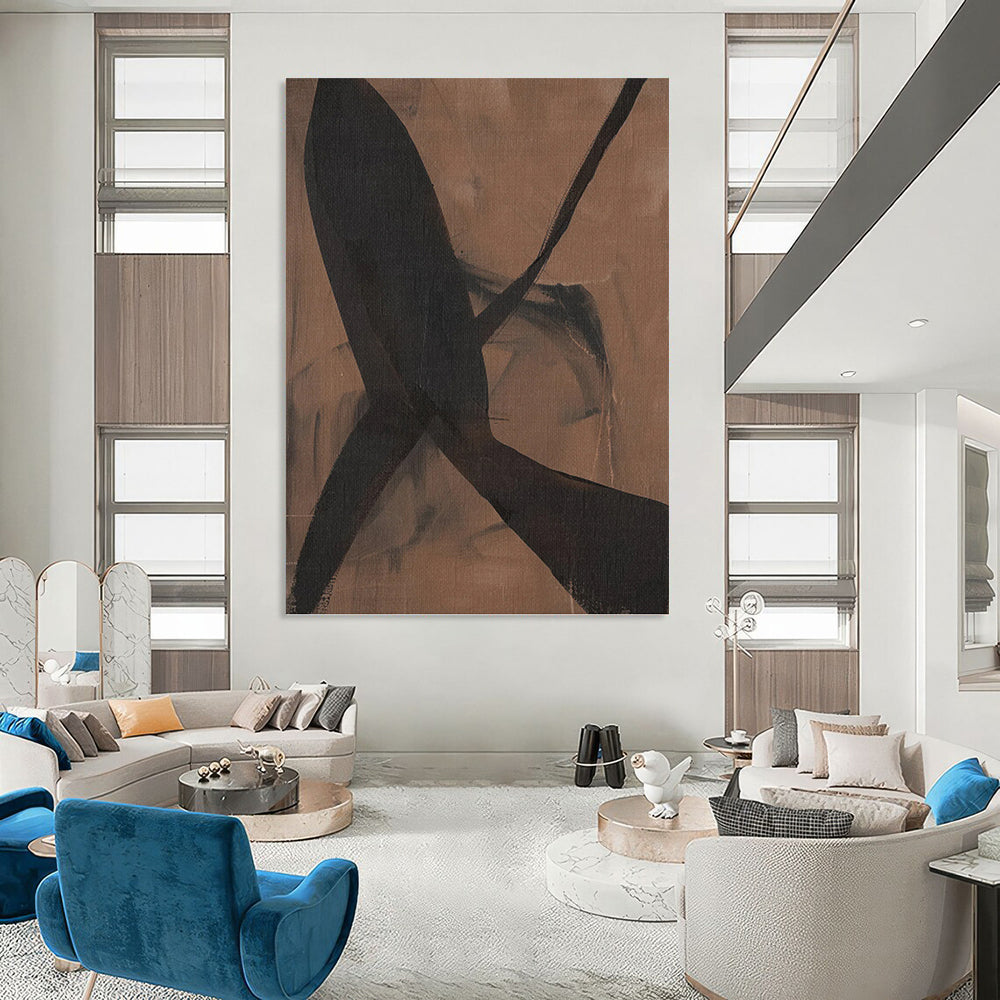 “Brown - Black Intertwined Forms” - Abstract Expressionist Painting On Canvas PT1156