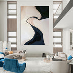 “Black - White Curved Forms” - Organic Abstract Painting On Canvas PT1120