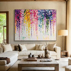 “Rainbow - Drip Floral Cascade” - Abstract Acrylic Painting on Canvas DKS905