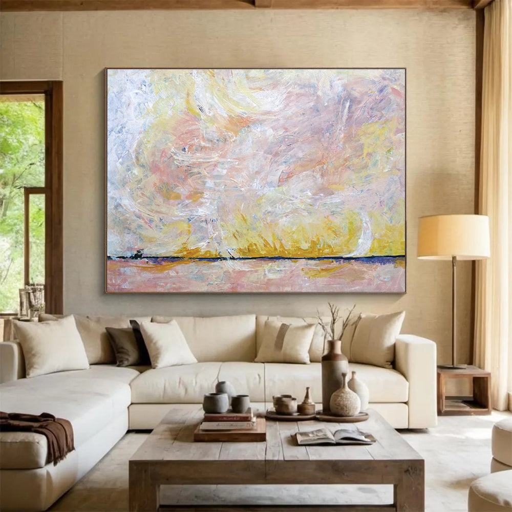 “Pastel Sky Abstract Landscape” - Abstract Painting On Canvas DKS564