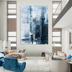 “Blue - Gray Abstract Cityscape” - Abstract Urban Painting On Canvas PT2343