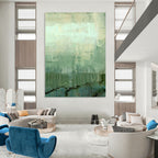 “Green - Blue Layers: Abstract Landscape” - Nature - Inspired Modern Art On Canvas PT0952