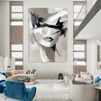 “Monochrome Abstract Face” - Minimalist Acrylic Painting On Canvas PT2193