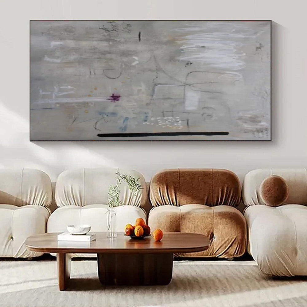 Light Gray, White, Purple with Faint Marks "Whispered Secrets" Abstract Painting On Canvas PS1417