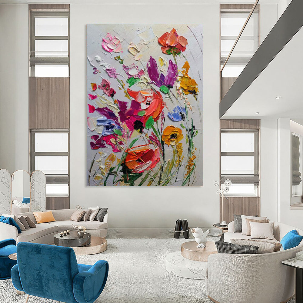“Impasto Floral Burst - Bold Blooms & Thick Paint” Painting On Canvas DS265