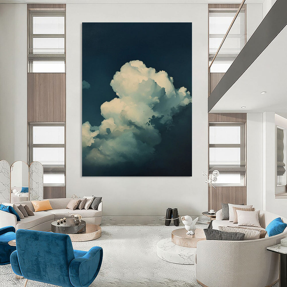 “Blue - White Dreamy Clouds” - Surreal Sky Painting On Canvas DS020