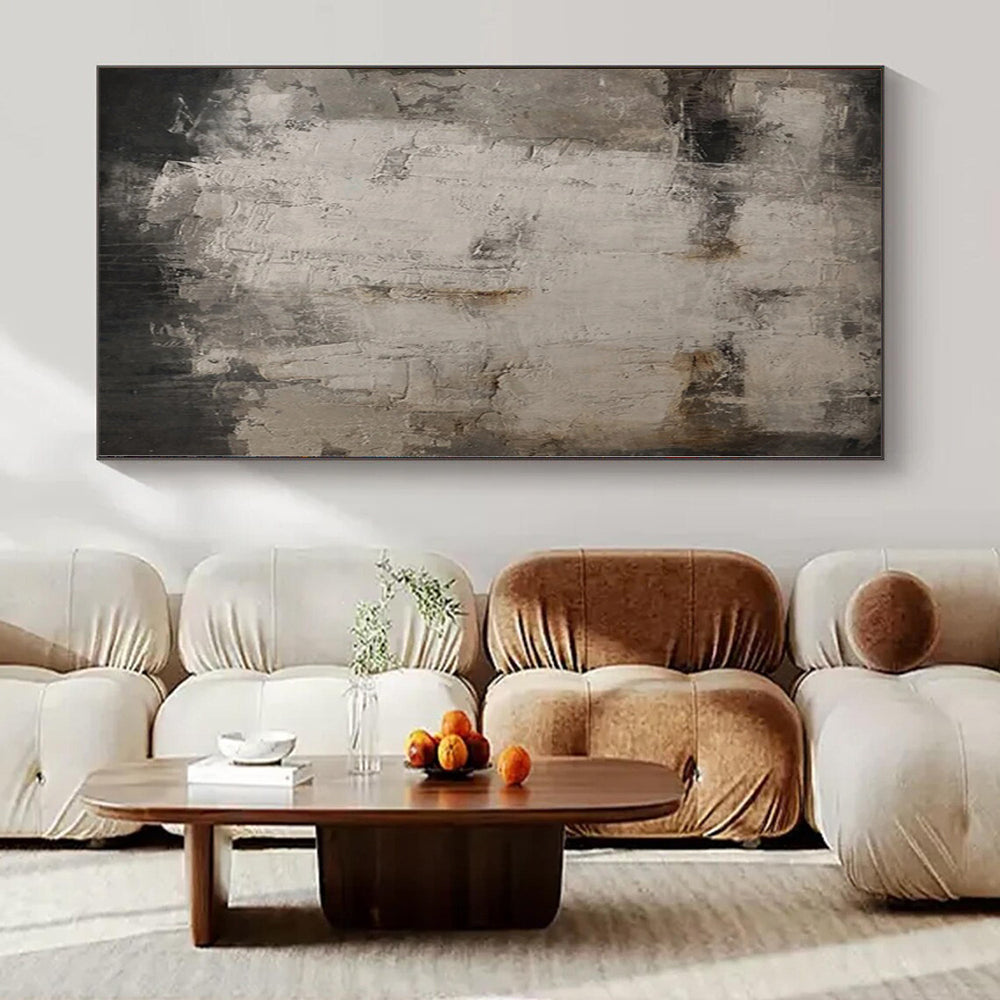 “Gray - Brown Textured Rustic” - Industrial Abstract Painting On Canvas PS0126