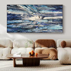 Blue, White, Gray with Textured Layers "Ocean Textures" Abstract Painting On Canvas PS1350