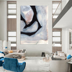 “Black & White Abstract Petals” - Contrasting Hues with Soft Shapes Painting On Canvas DS228