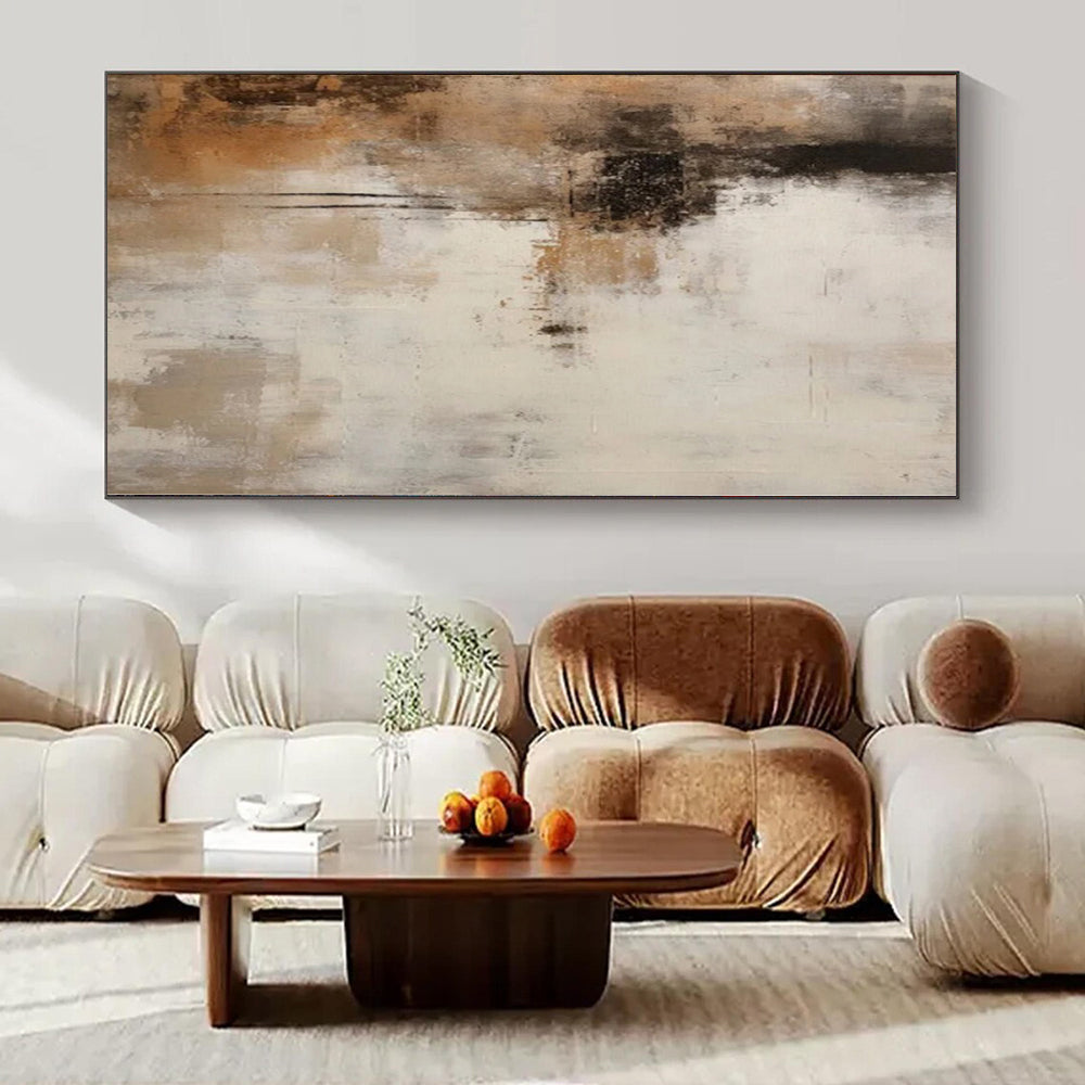 Beige, Gray, Black with Abstract Textures "Neutral Rhythm" Abstract Painting On Canvas PS1203