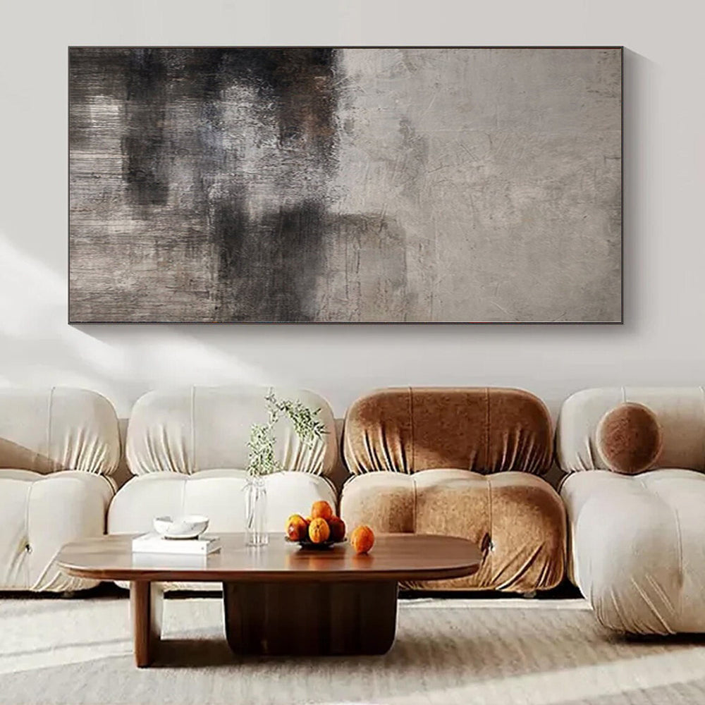 “Gray - Black Textured Abstract” - Moody Abstract Painting On Canvas PS0112