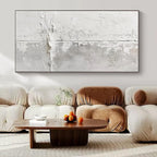 White and Gray Textured, "Cracked Serenity" – Textured Abstract Painting On Canvas PS1016