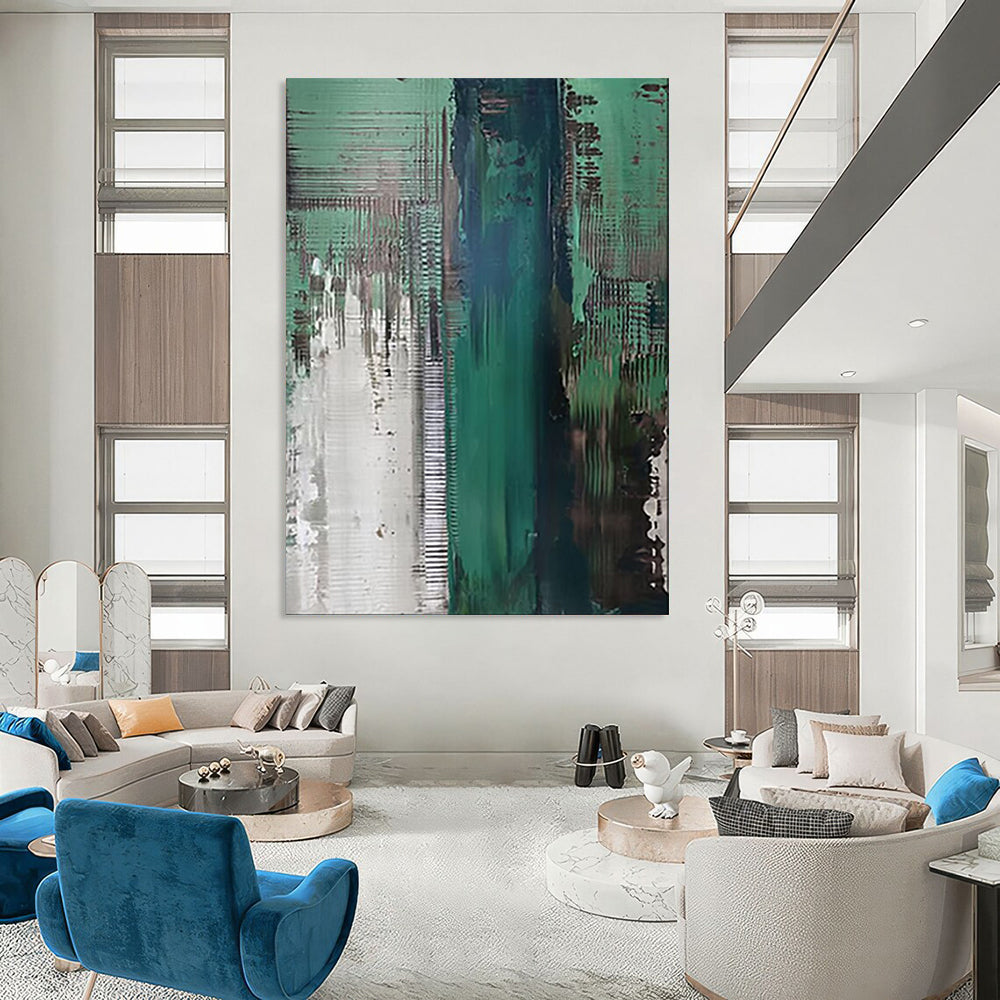 “Teal - Green Abstract Layers” - Abstract Painting On Canvas PT2021
