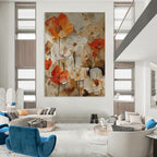 “Orange - White Floral Impasto” - Impressionist - Inspired Floral Painting On Canvas PT1399