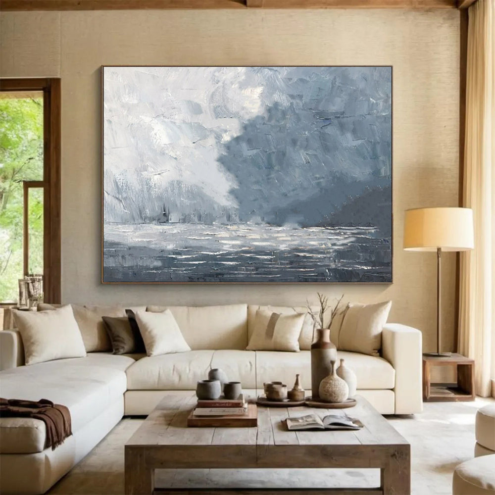 “Gray - Toned Stormy Seas” - Dramatic - Seaside Painting On Canvas PT1550