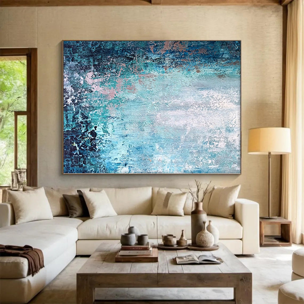 “Shades of Blue Abstract” - Textured Abstract Painting On Canvas PS0074